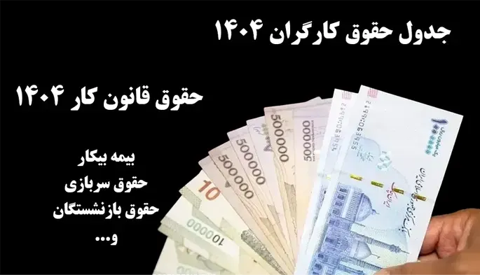 جدول حقوق کارگران در سال ۱۴۰۴ + مقایسه افزایش حقوق کارمندان در سال‌های ۱۴۰۲، ۱۴۰۳ و ۱۴۰۴ (حداقل حقوق اداره کار ۱۴۰۴ ✅ جدول کامل حقوق و مزایا + نکات مهم✅)